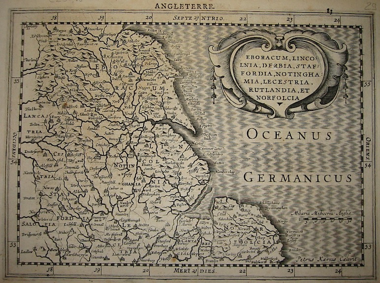 Mercator Gerard - Hondius Jodocus Eboracum, Lincolnia, Derbia, Staffordia... 1630 Amsterdam 